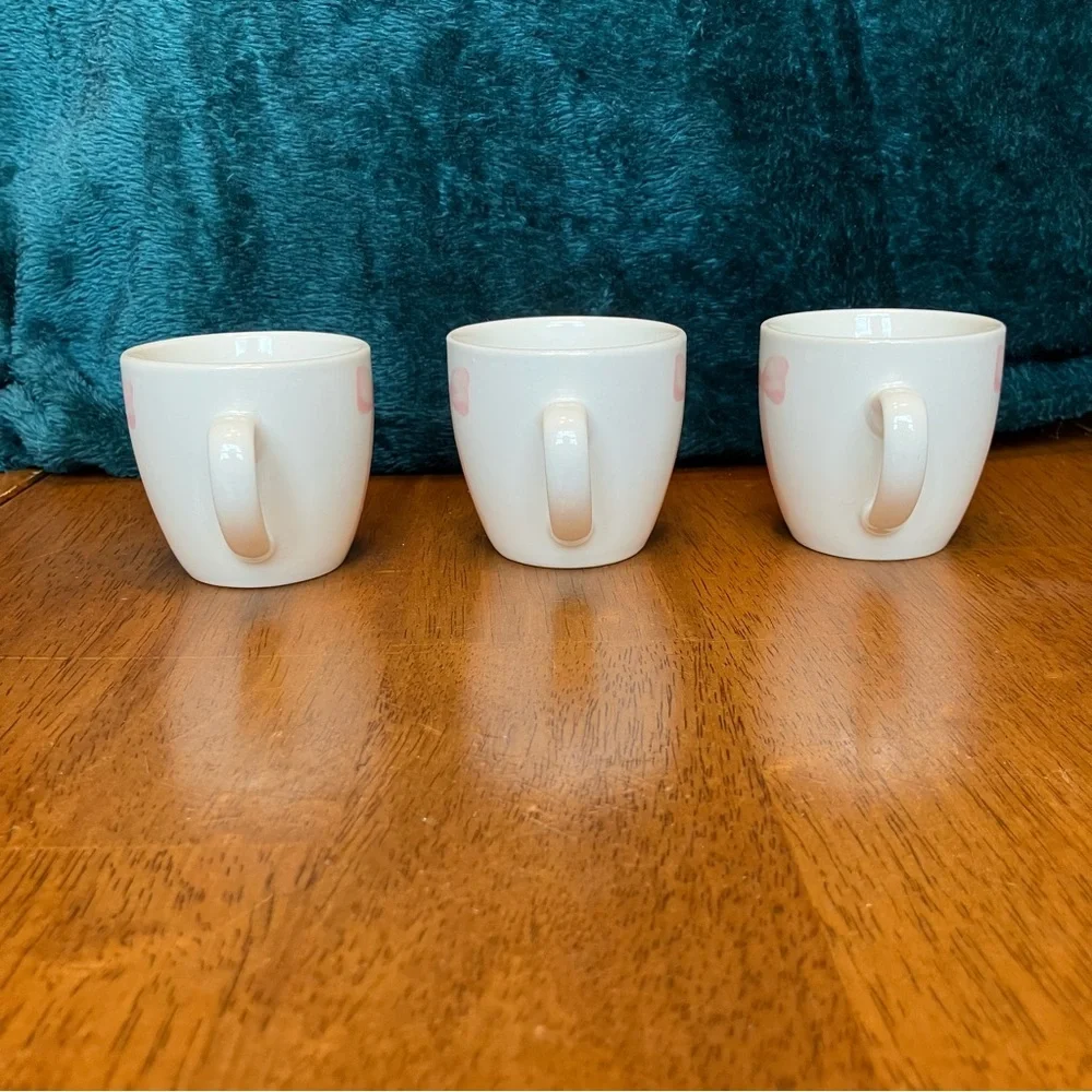 Godinger Painterly Collection Coquette Pink Bow Espresso Mugs Cups‎ Set of 3